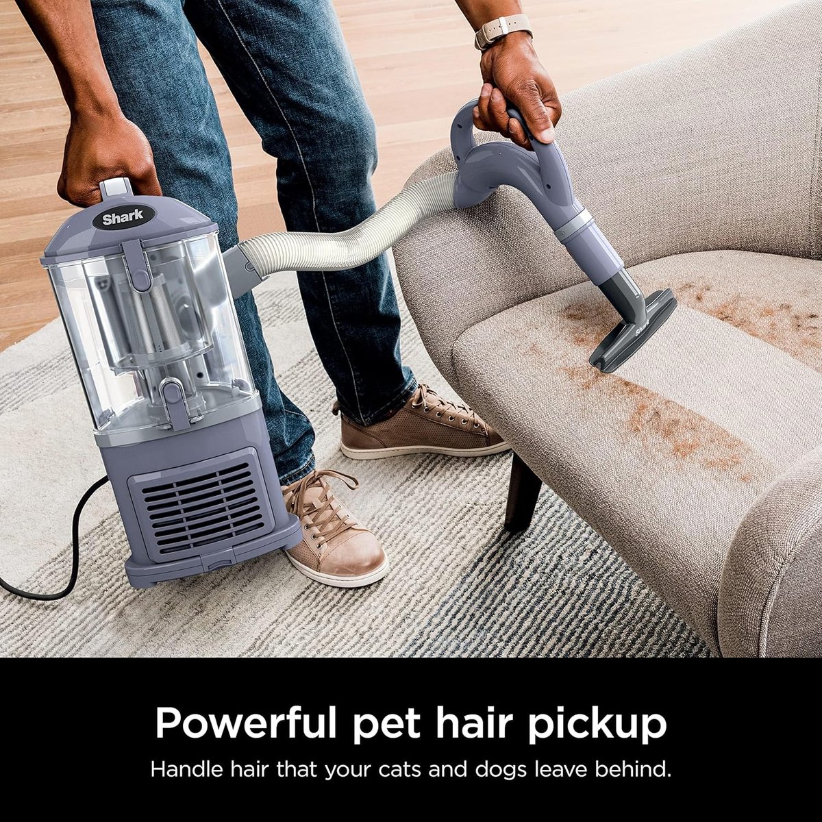 Shark Navigator Lift-Away upright vacuum in purple and silver